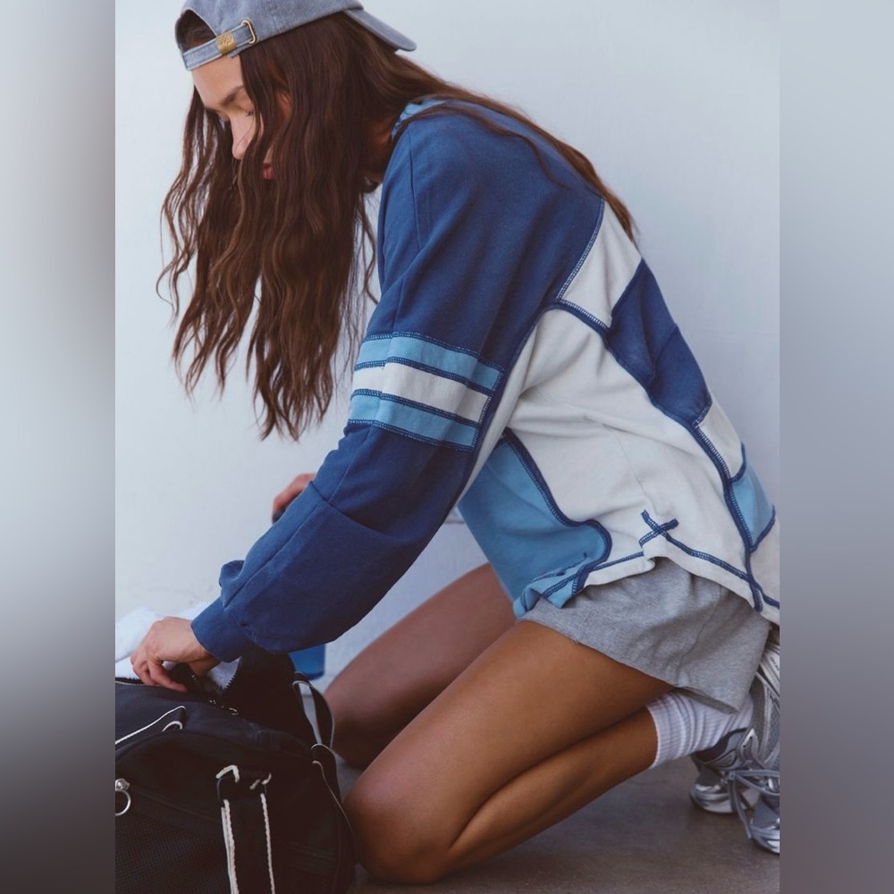 FP Movement by Free People Rugby Ready Washed Indigo Layer ~ XS ~ NWT - Picture 4 of 11